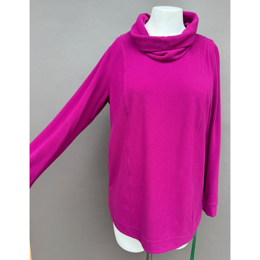 J Jill Cowl Neck Fleece Tunic Medium Magenta Pink Long Sleeve Soft Cozy Pullover - Picture 13 of 13